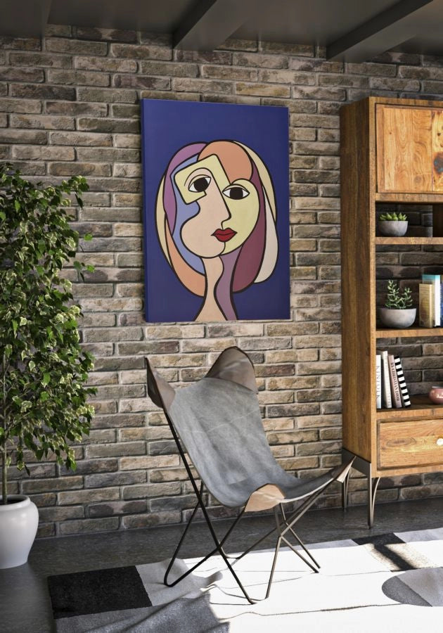 Quadro moderno, stampa dipinta 80x3x120cm Double Feces A