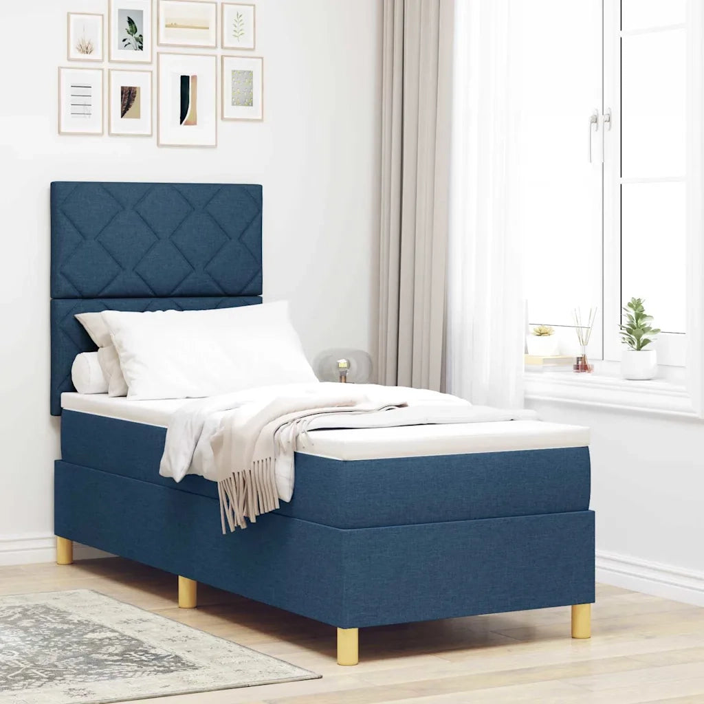 Letto a Sorgente LED con materasso Blu 80 x 200 cm Tessuto 3343137