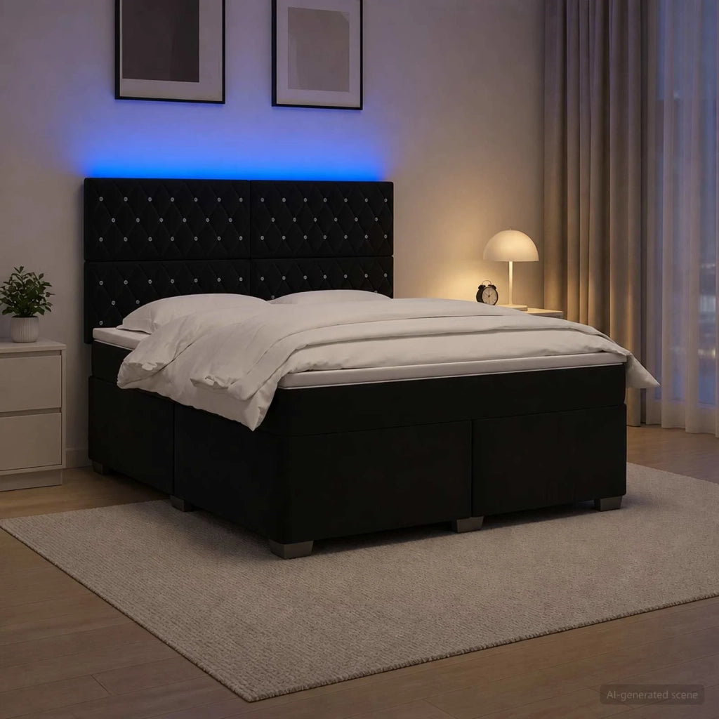 Letto box spring con materasso Nero 140 x 200 cm Velluto 3455116