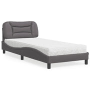Letto con Materasso-Struttura Letto con Materasso Hvar Grgio 90x200 cm in Similpelle