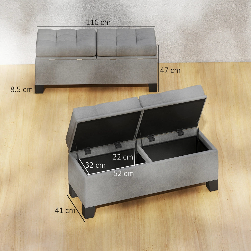Letto Contenitore in Tessuto Trapuntato ¨C Zephmum ¨C Grigio 116x41x47cm