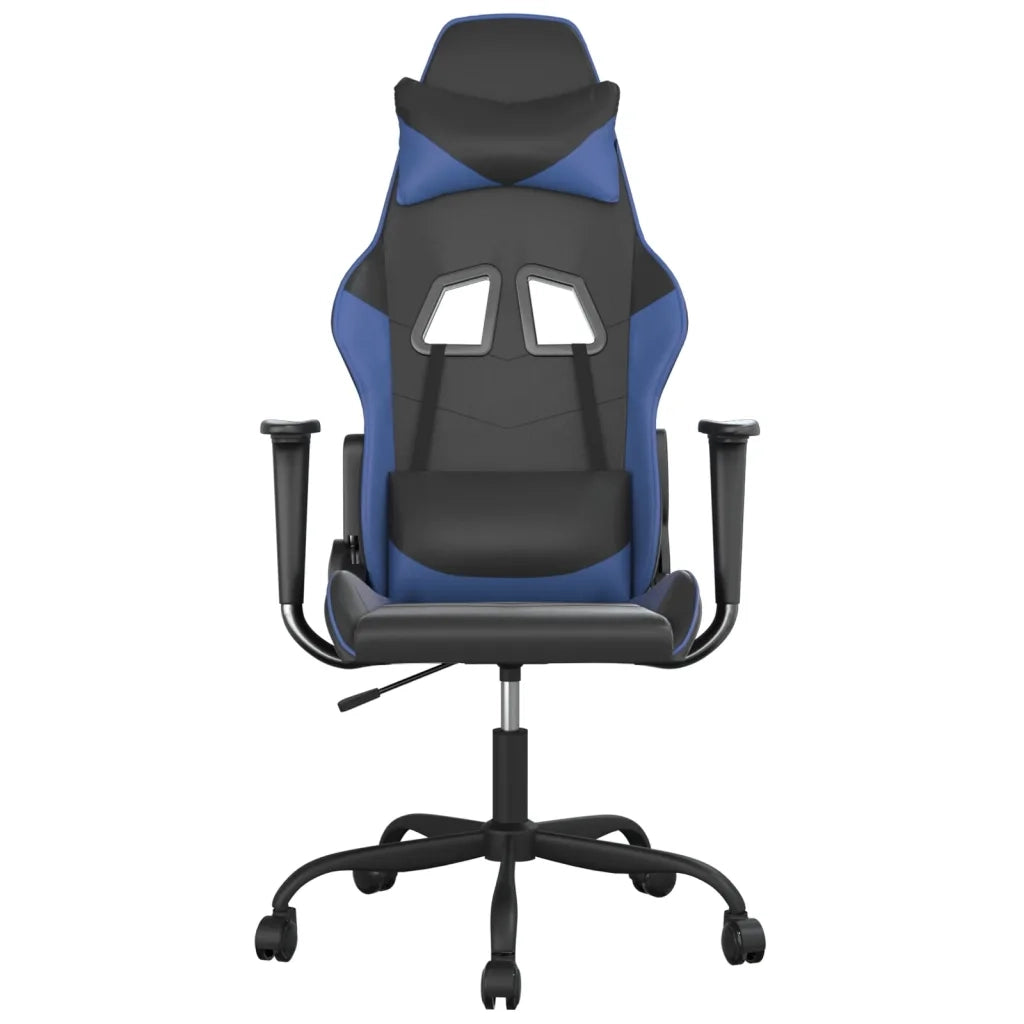 Sedia da Gaming | Sedia da e-sports Massaggiante Nero e Blu in Similpelle