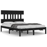 Letto matrimoniale | Letto per adulti | Giroletto Nero in Legno Massello 140x190 cm