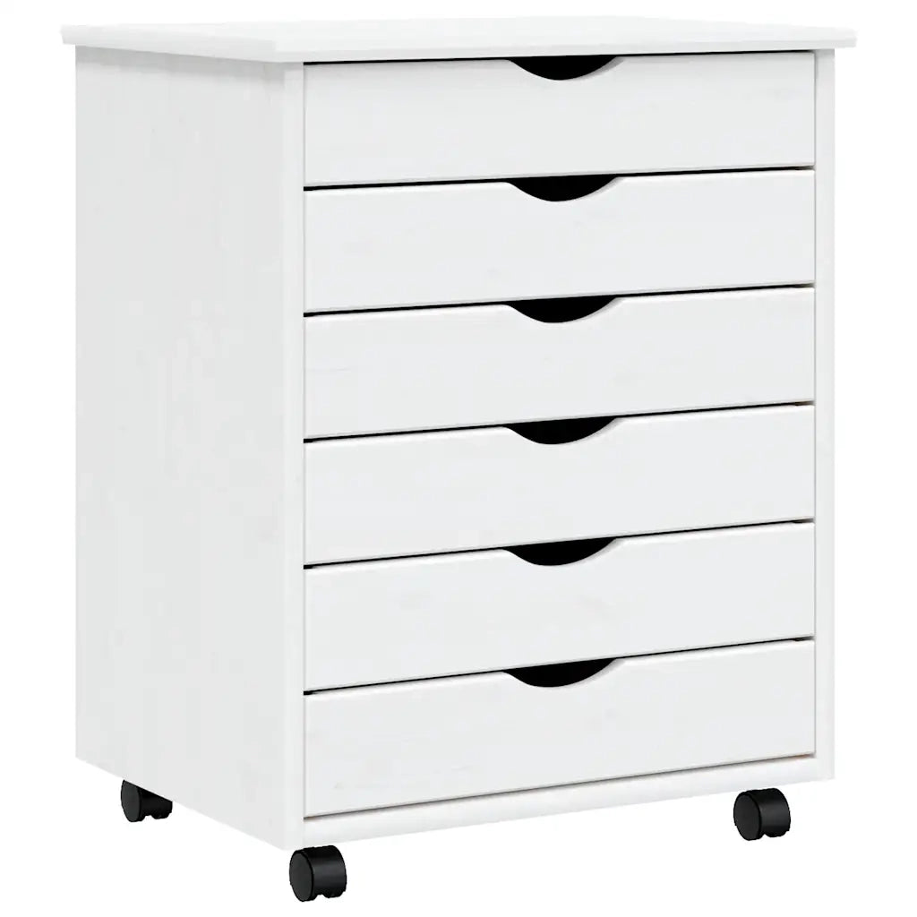 Carrello portaoggetti con cassetti 53 x 39 x 65,5 cm pratico spazio contenitivo stile rustico legno di pino bianco 02_0047160