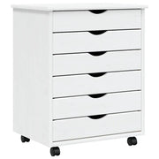Carrello portaoggetti con cassetti 53 x 39 x 65,5 cm pratico spazio contenitivo stile rustico legno di pino bianco 02_0047160