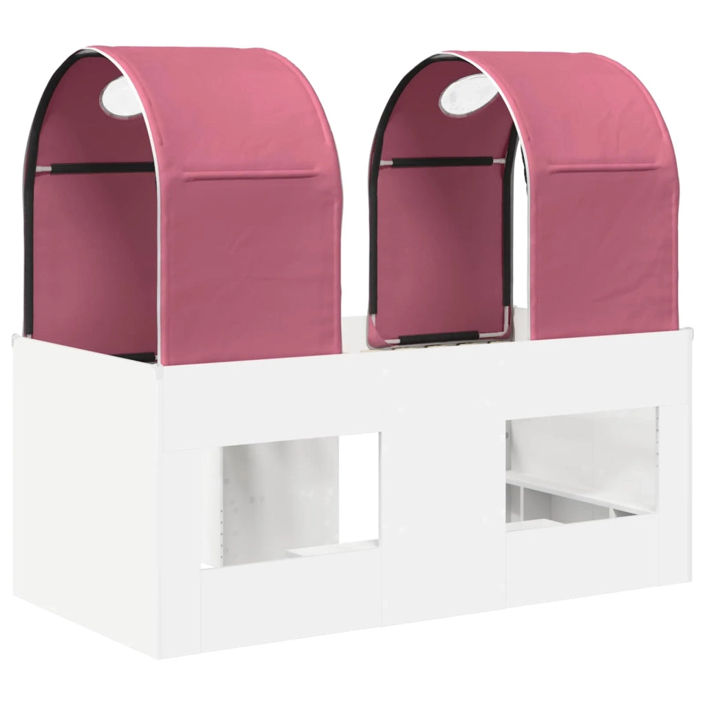Letto singolo | Letto per adulti | Letto con Tunnel 4 pcs Bianco e Rosa Legno ingegnerizzato