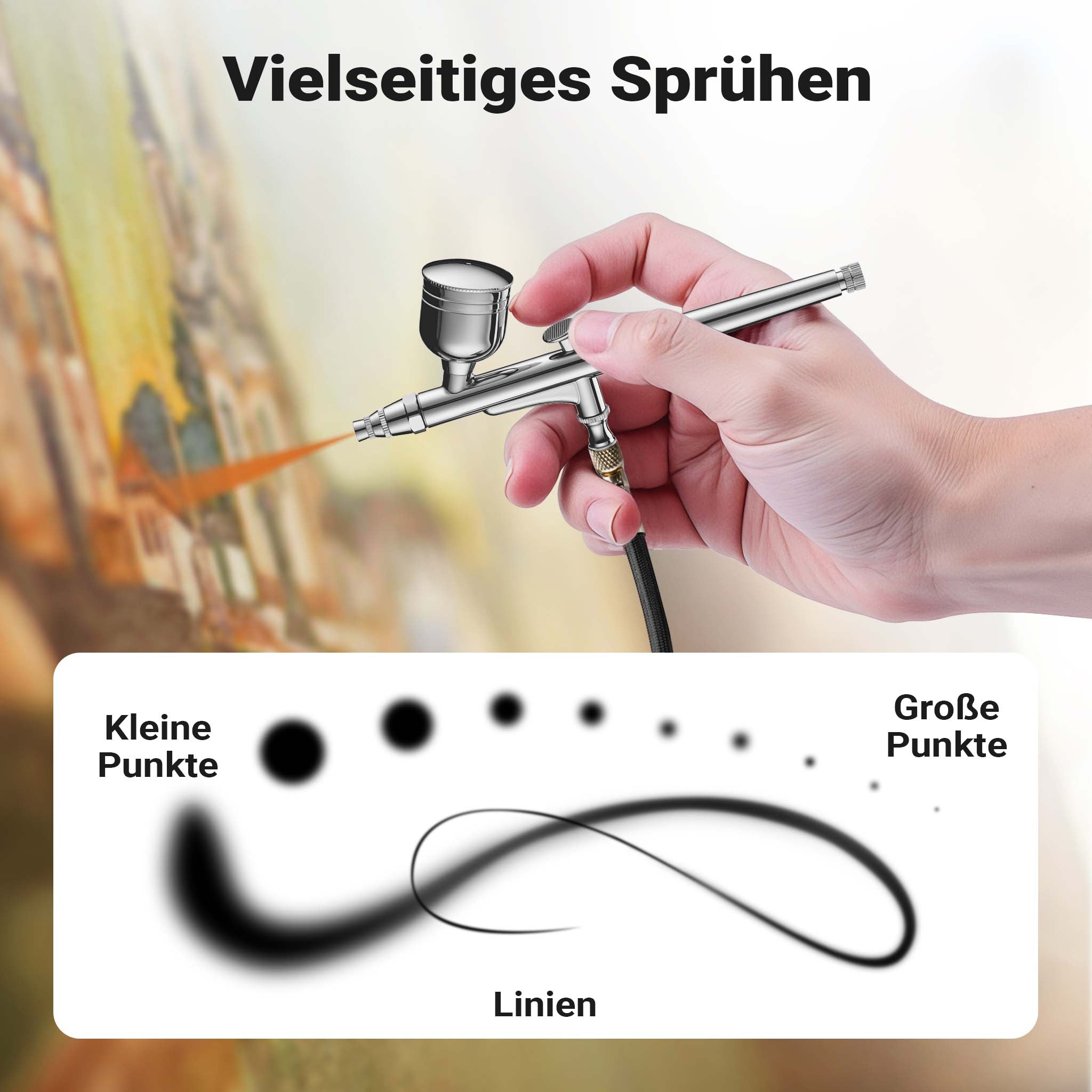 Pistola aerografo HS-30-1, airbrush ad aria compressa con ugello da 0,3 mm e tazza per colore da 7 ml, aerografo per unghie, tatuaggi, modellismo