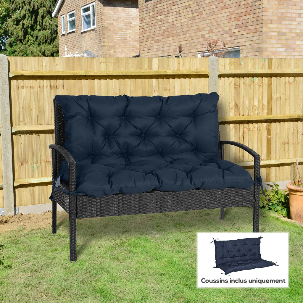 Cuscino per divano da giardino 2 posti ¨C zephmum ¨C blu scuro 100x98x8 cm