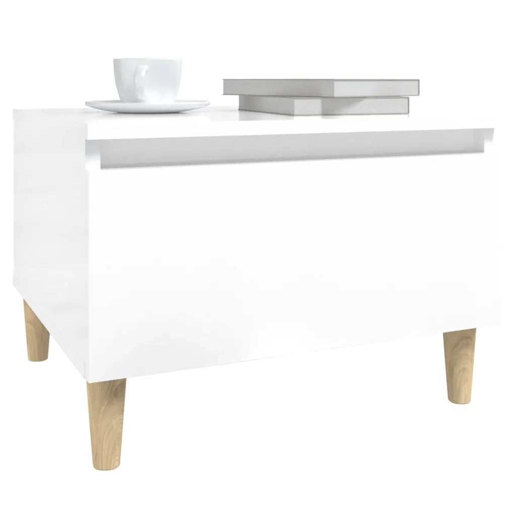 Tavolino Bianco Lucido 50x46x35 cm in Legno Multistrato 819504