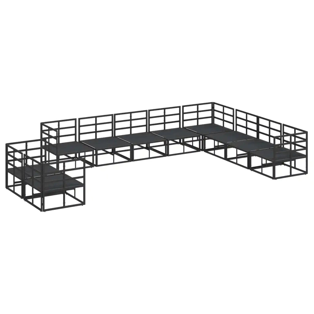Set Divano da Giardino con cuscino 10 pcs Nero Alluminio