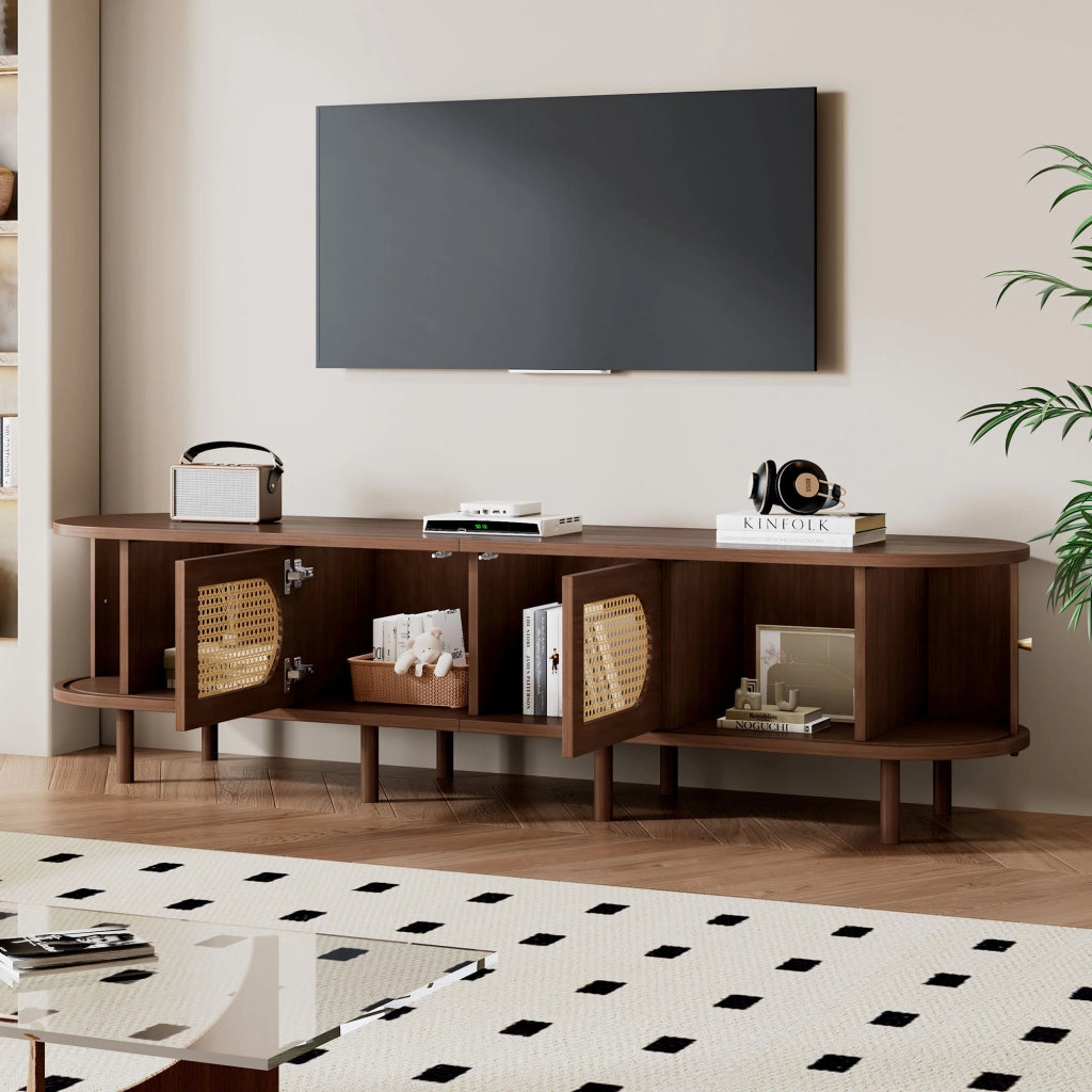 Mobile TV 180x40x40 cm con 2 ante e 2 porte a serranda in MDF