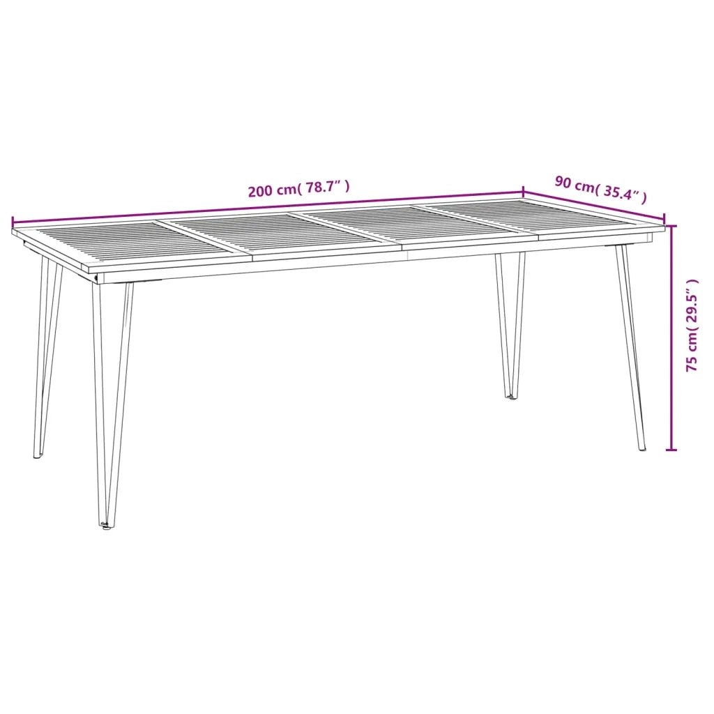 Set Pranzo da Giardino 7 pz Legno Massello di Acacia e Metallo 3155420