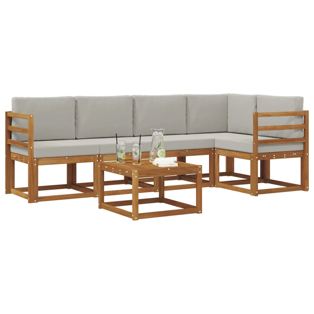 Set di divani da esterno 6 pcs Grigio Naturale e Chiaro 3366414