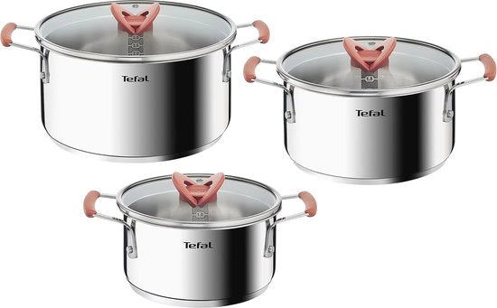 Set di 3 Pannelli in Acciaio Inossidabile con Viti 18, 20 e 24 cm - Maniglie Antiscivolo e Marcature di Misura