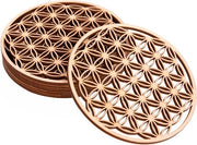 Onderzetters in Legno - 6 Pezzi, 10 x 10 cm - Simboli Spirituali di Legno per Purificazione e Meditazione