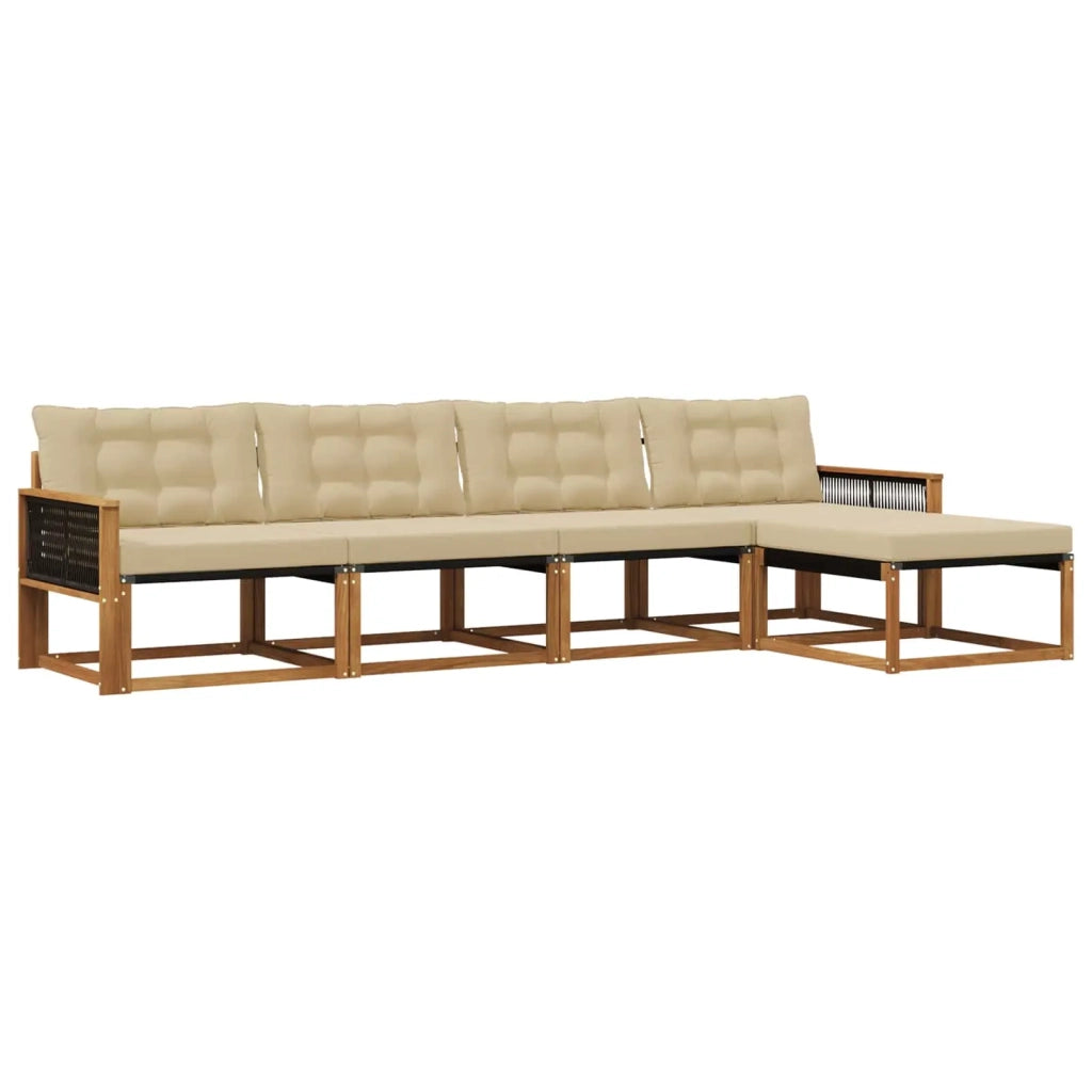 Set di divani da esterno con cuscino 5 pcs Naturale e Beige