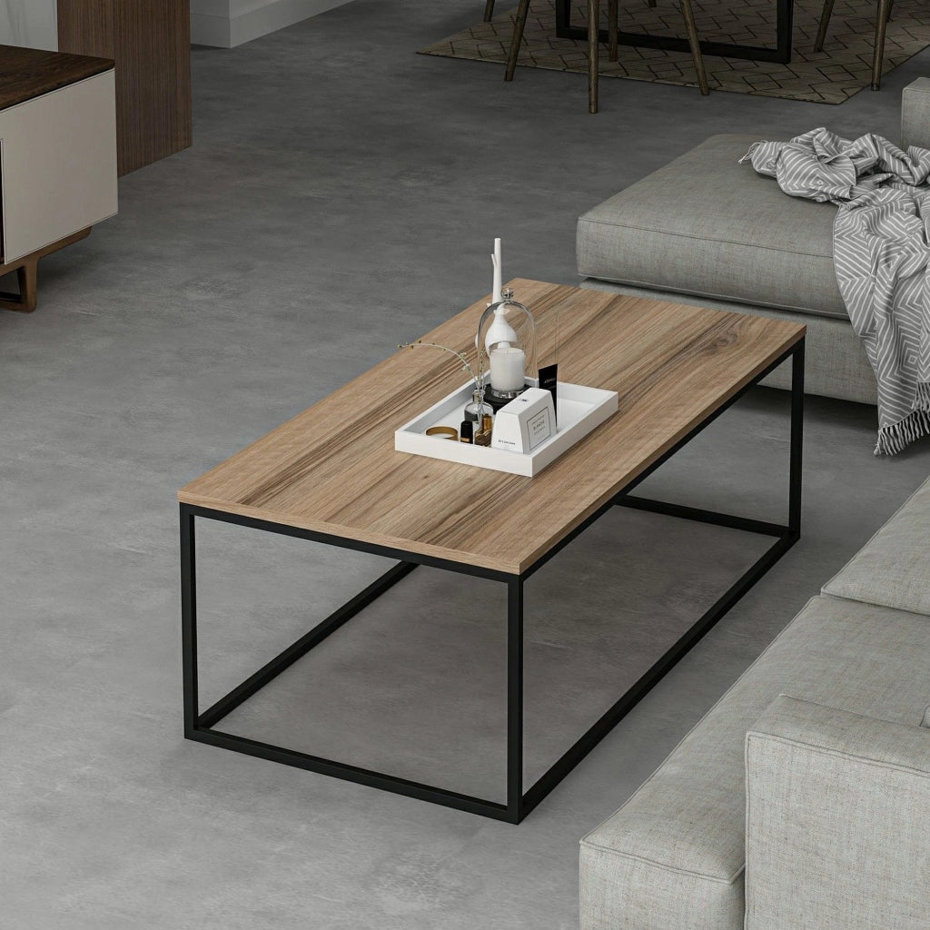 Arcella, Tavolino da Salotto Forma Rettangolare, 120x60x42h cm Marrone Noce