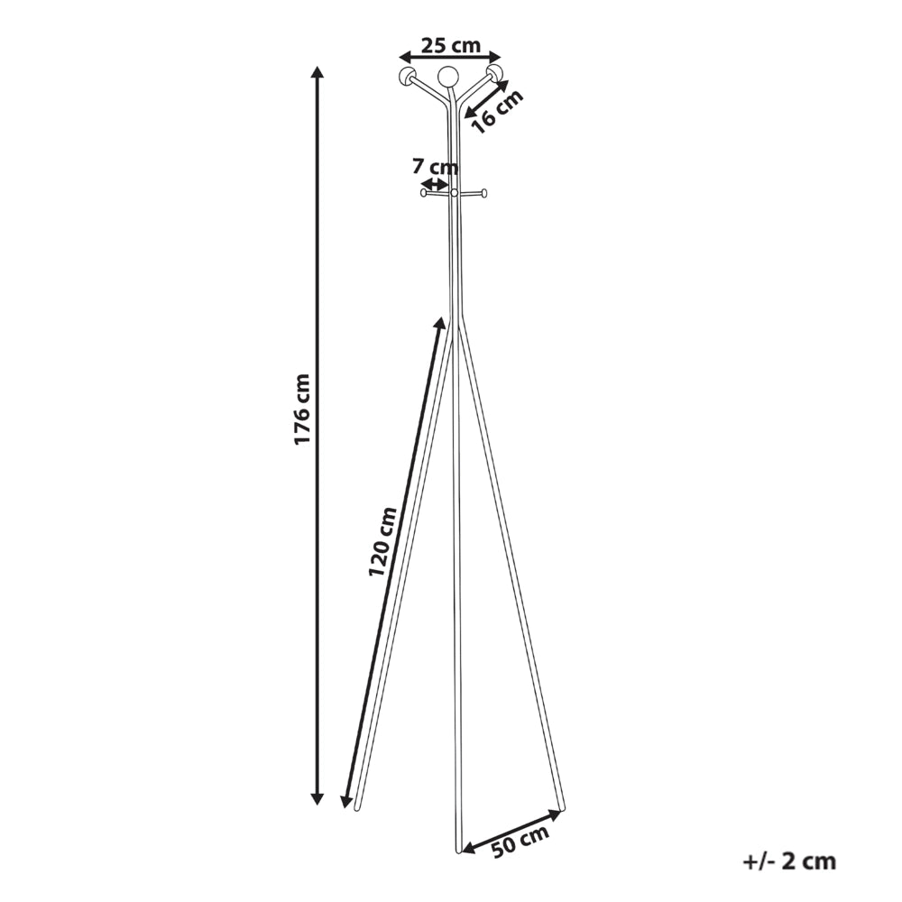 Appendiabiti in acciaio blu chiaro, 176 cm, appendiabiti da terra con dettagli in legno e 6 ganci, moderno per ingresso