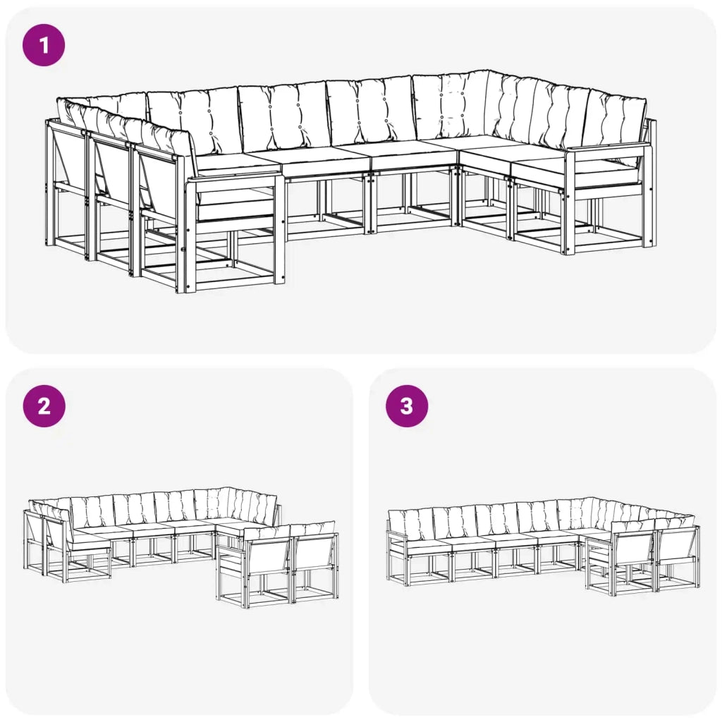 Set di divani da esterno 9 pz Bianco e Nero 3389854