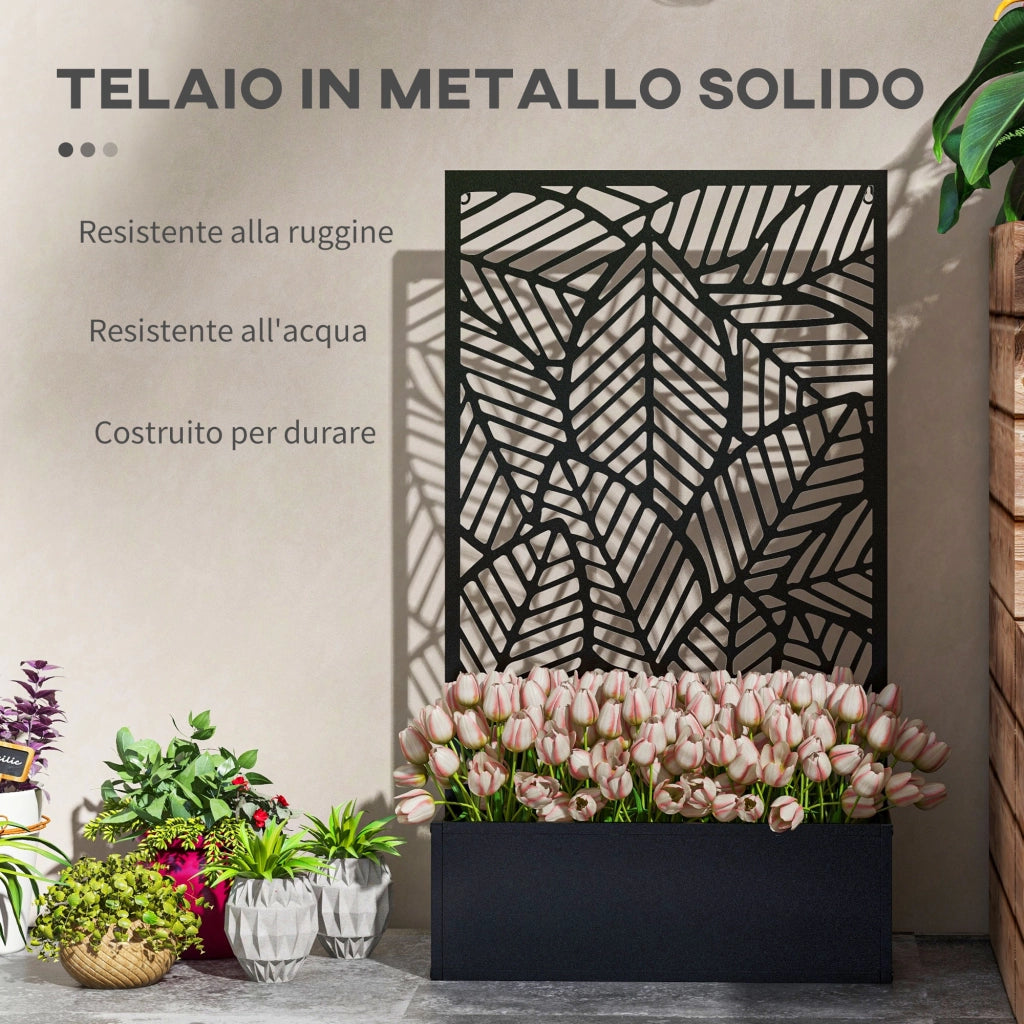 Fioriera Rialzata con Spalliera per Rampicanti ¨C zephmum ¨C Nero 61x23x113 cm
