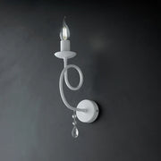 Applique Classico 1 Luce Ferro Bianco Shabby E Cristalli Serie Elegant