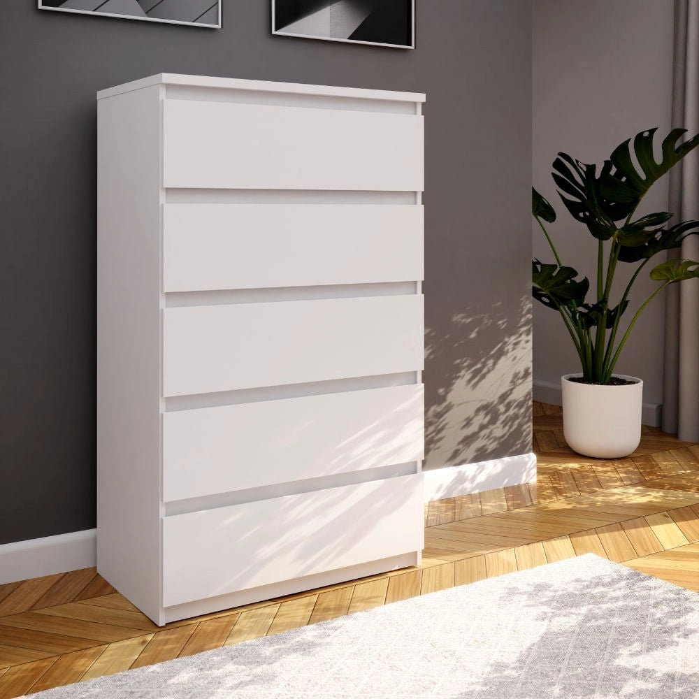 Cassettiera Morgan 5 cassetti bianco opaco – 77.2x42.2x128H