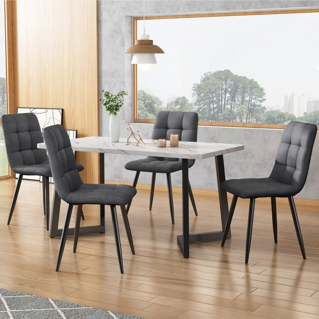 SEDIA da pranzo imbottita 44x41x86 cm grigio in lino Set da 4 pezzi