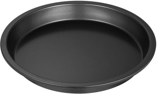 Forma per Pizza e Torta in Acciaio inossidabile - Antiscotta - Nera - 20,5x20,5x2,7 cm - Adatta per Pizza/Cake