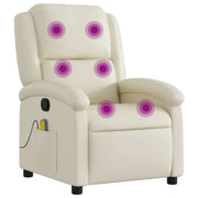 Poltrona da Massaggiante | Sedia Relax Reclinabile Crema Similpelle