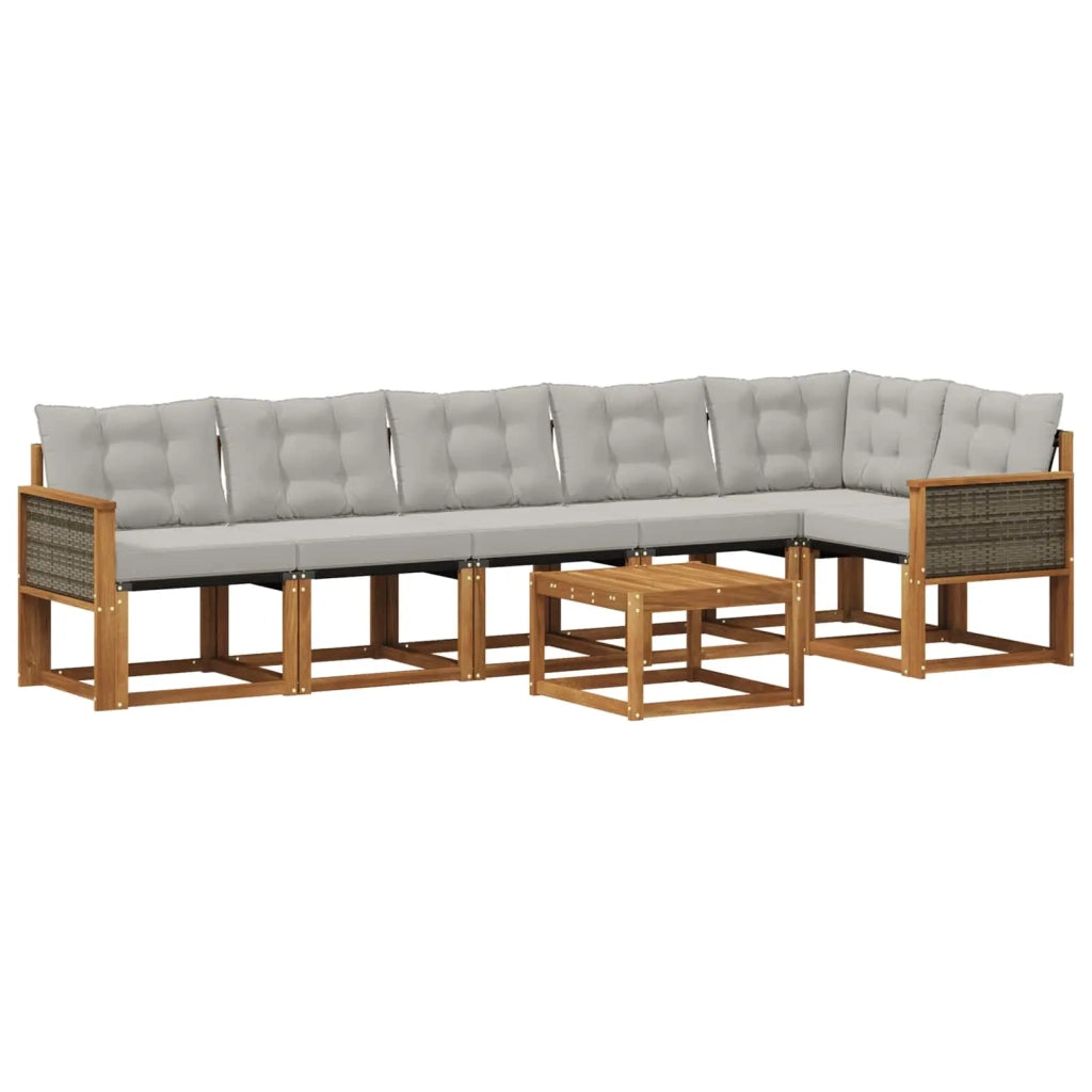 Set di divani da esterno 7 pz Naturale e Grigio Chiaro 3381995