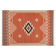 Tappeto Kilim in cotone multicolore 160 x 230 cm con motivo geometrico reversibile e frange Rettangolare Tradizionale
