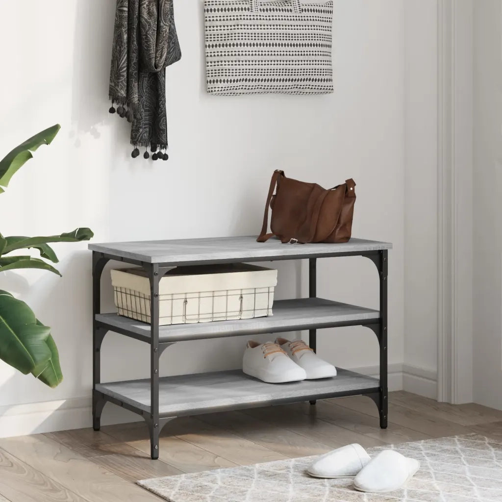 Panca Porta Scarpe Grigio Sonoma 70x38,5x49cm Legno Multistrato 839041