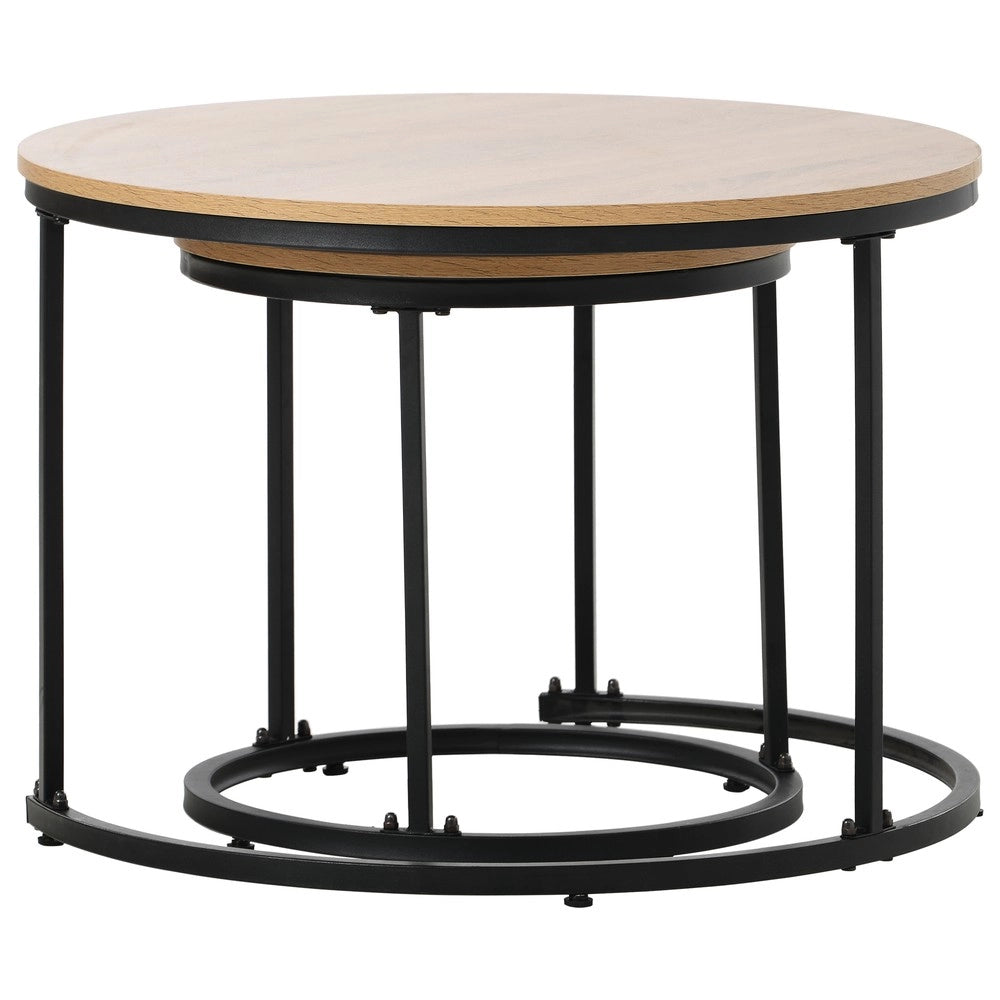 Tavolino da Caff¨¨ Rotondo Set 2 Pezzi ¨C MINIMAL ¨C Rovere