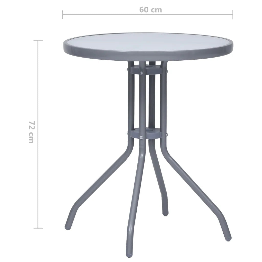 Tavolo da Giardino Grigio Chiaro 60 cm in Acciaio e Vetro cod mxl 34355