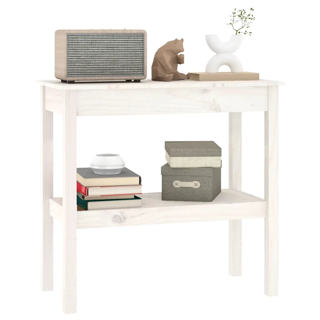 Tavolo Consolle Bianco 80x40x75 cm in Legno Massello di Pino cod mxl 29834