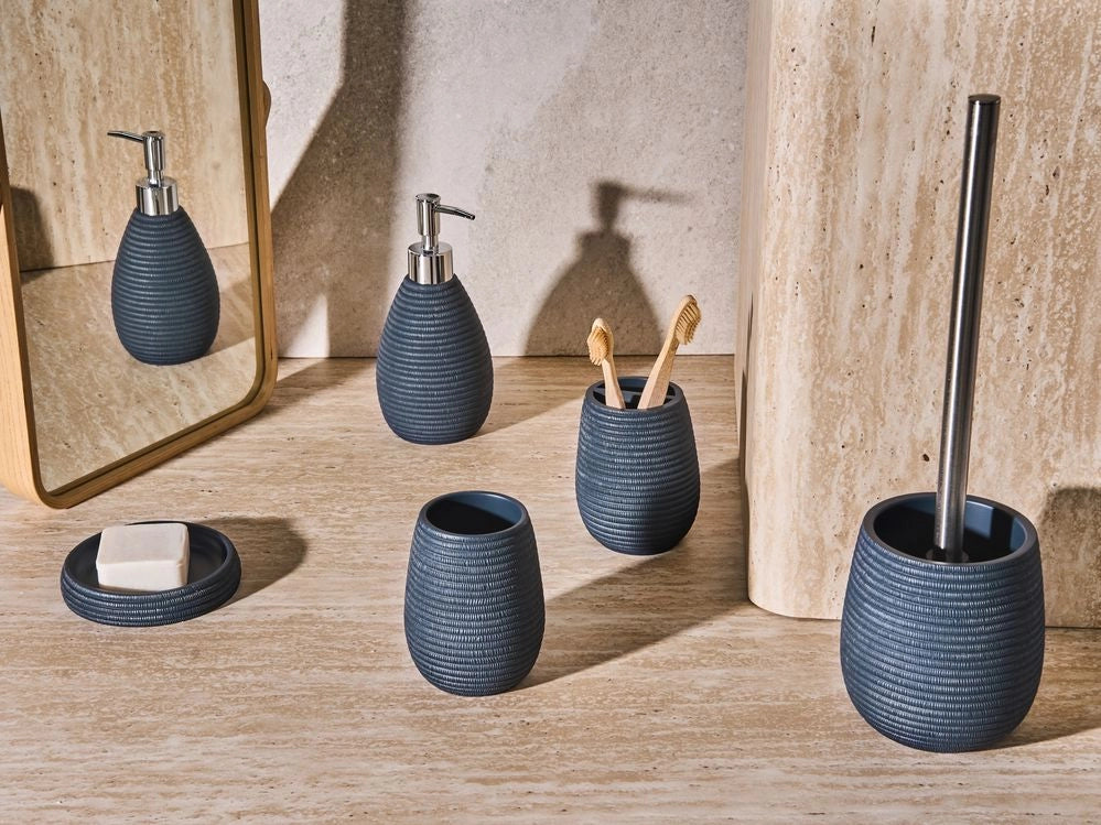 Set di accessori per il bagno blu scuro stile elegante