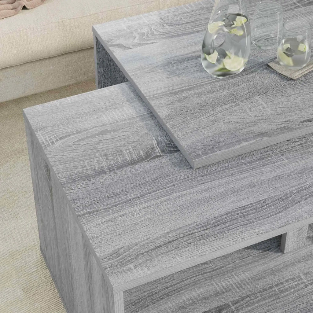Set di 2 pz Tavolini da salotto | Tavolino da caff¨¨ | Tavolino da Soggiorno Grigio Sonoma Legno multistrato