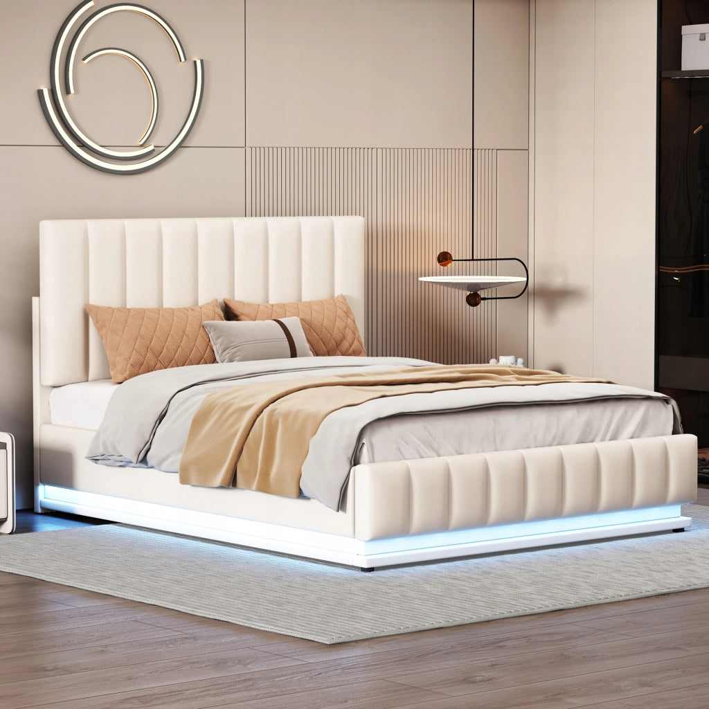 Letto matrimoniale 140x200 - Xylo - LED idraulico bianco senza materasso