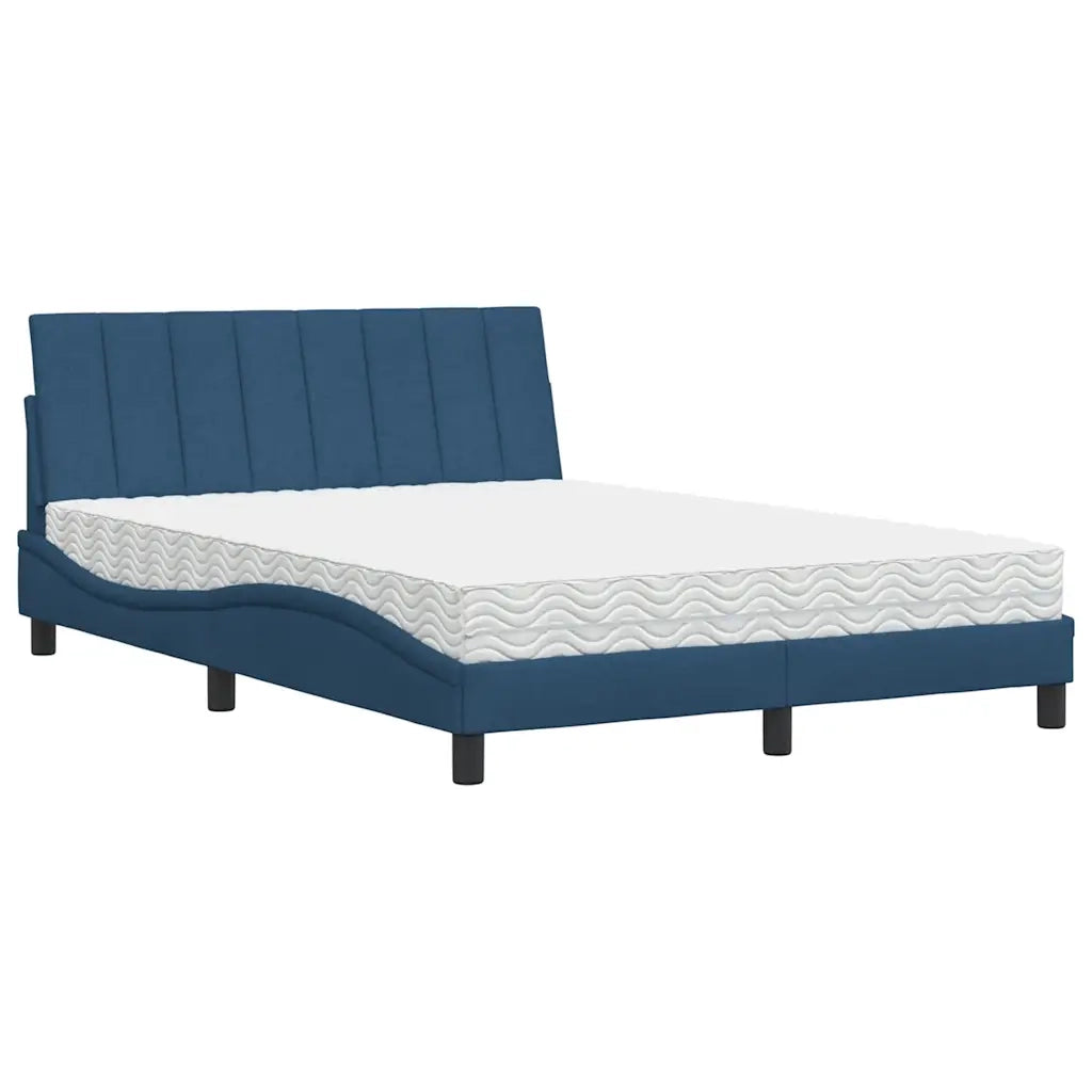 Letto con Materasso Hanko Blu 140x200 cm in Tessuto 3310537