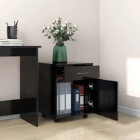 Mobiletto con Rotelle Nero 45x38x54cm in Legno Multistrato 808441