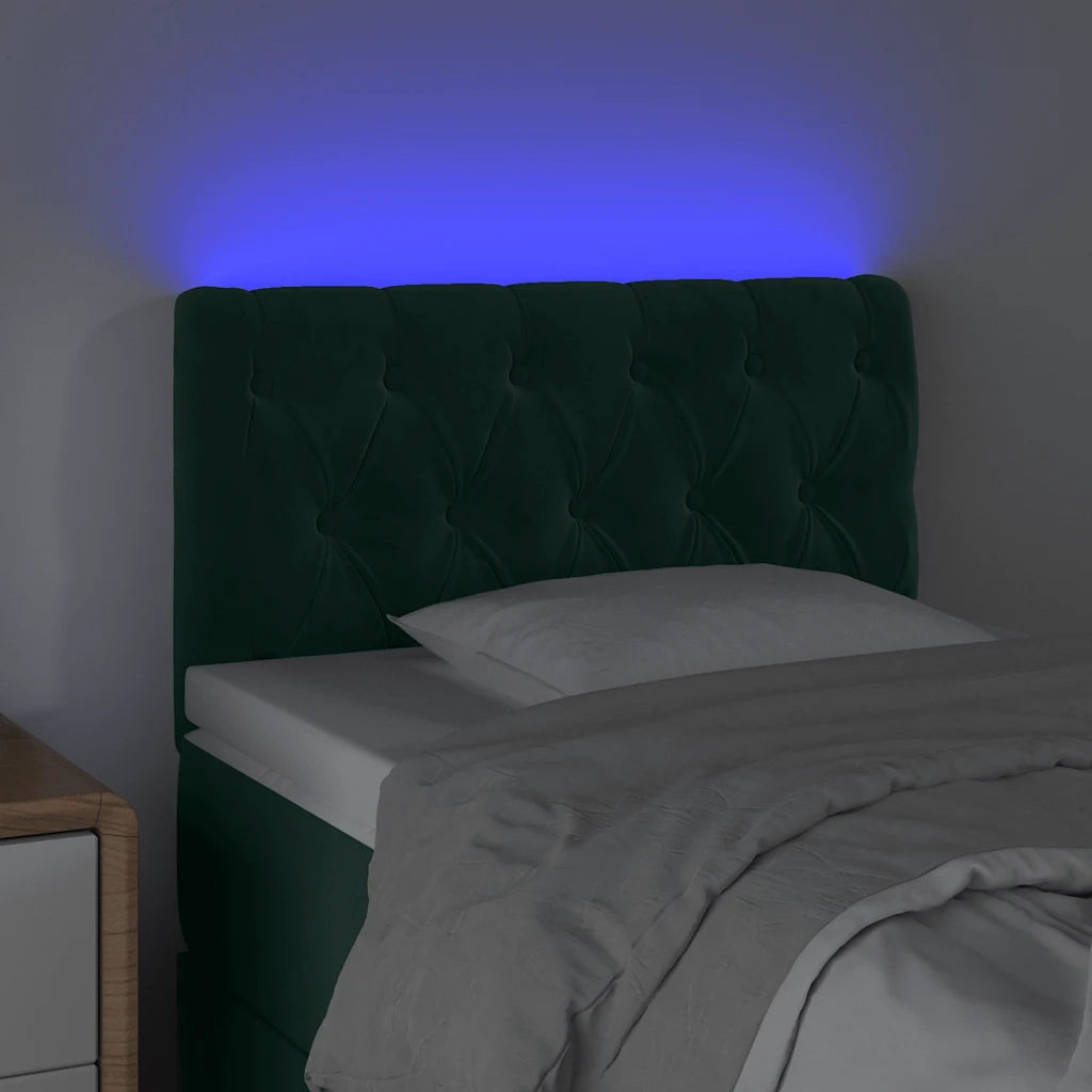 Testiera a LED Verde Scuro 80x7x78/88 cm in Velluto