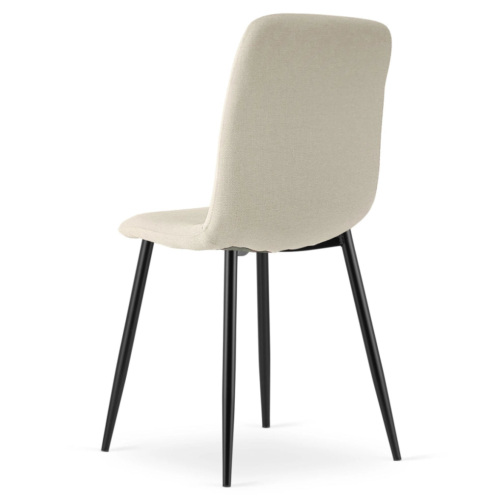 Set di 3 sedie imbottite Rift beige con gambe nere