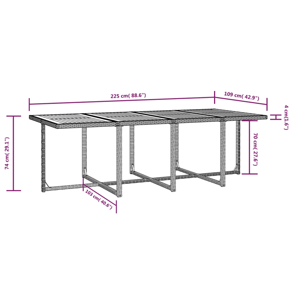 Set da Pranzo da Giardino 13 pz con Cuscini in Polyrattan Nero 42554