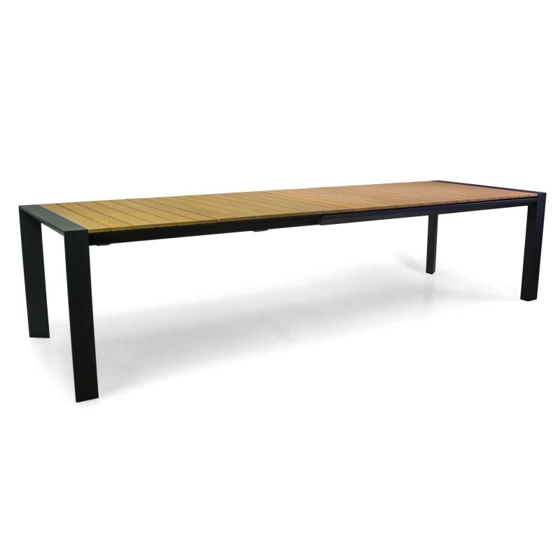 Tavolo alluminio allungabile Saigon antracite top teak cm 200/260/320x100h76