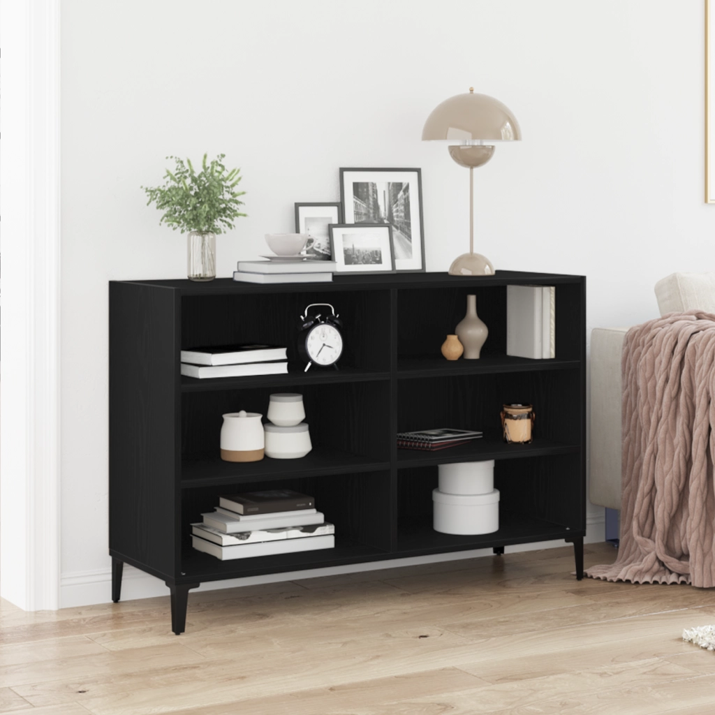 Sideboard Nero Quercia  103,5x35x70 cm in Legno ingegnerizzato