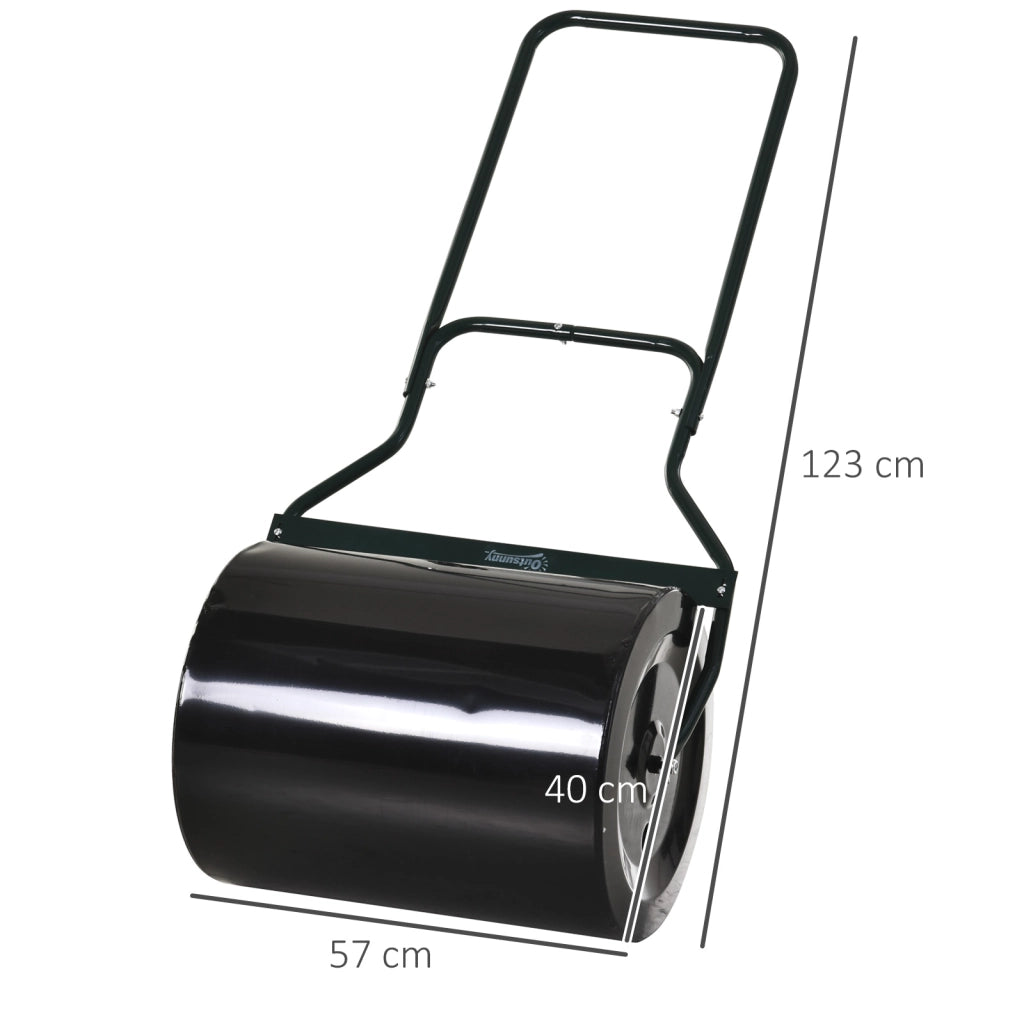 Rullo per Prato con Manico a U ¨C zephmum ¨C 40 cm Diametro, 60 L, Metallo, Nero 57x40x123 cm