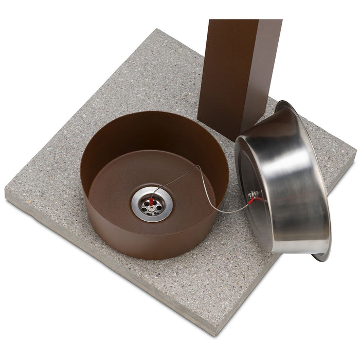 Fontana a Colonna Rubinetto Temporizzato con Base e Vaschetta Abbeveratoio Belfer 42/REX-P Tortora