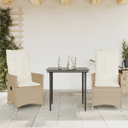Sedie Reclinabili da Giardino 2pz con Cuscini Beige Polyrattan 365648