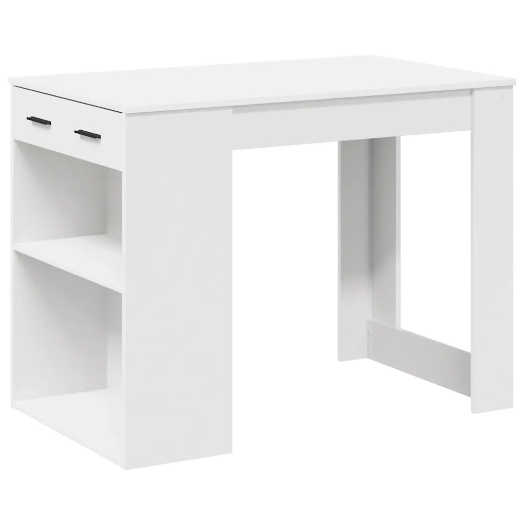 Scrivania | Tavolo da Ufficio con Cassetto e Ripiano Bianca Legno Multistrato
