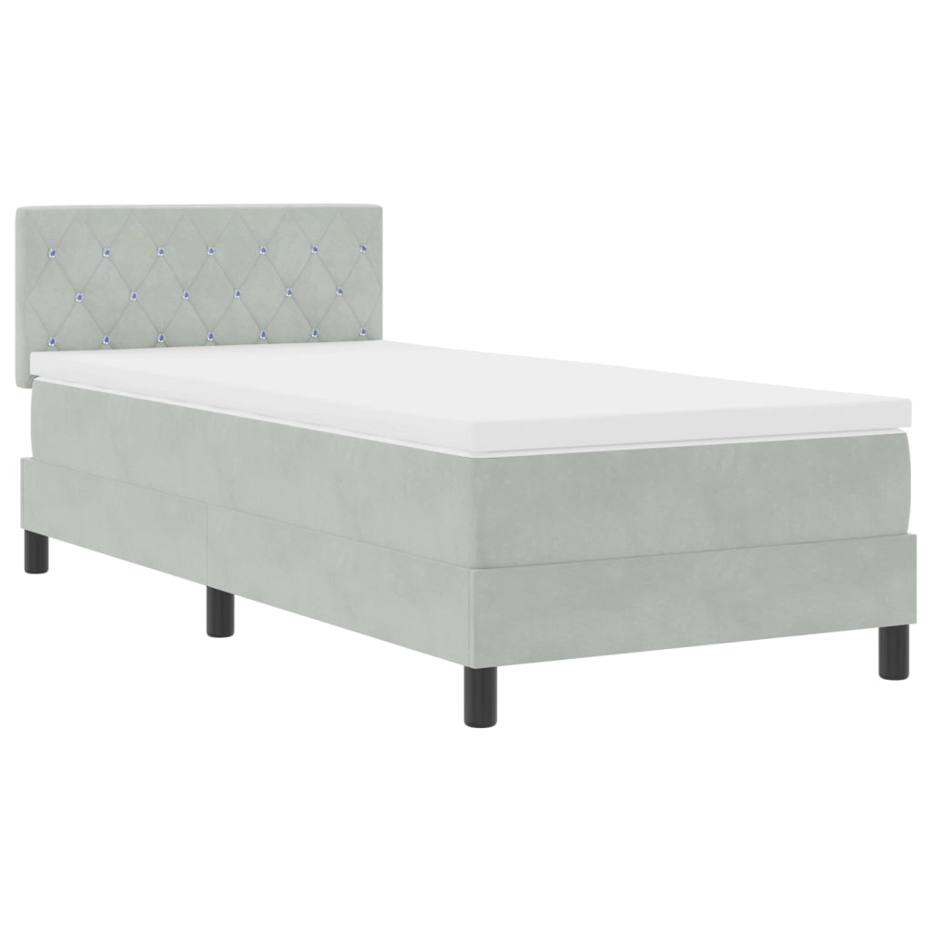 Struttura Letto a Molle Grigio Chiaro 90x200 cm Velluto